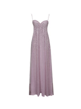 Load image into Gallery viewer, Wallie Pink Rhinestone Embellished Mesh Backless Gown
