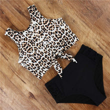 Load image into Gallery viewer, Modern High Waist Bikini Leopard Swimsuit Women Bikini Floral Swimsuit Set Two Piece Swimsuit For Women High Neck Bikini Push Up Swimwear Summer High Waisted Bathing Suit
