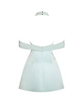 Load image into Gallery viewer, Zafrina Light Cyan Halter Off-shoulder Backless Mini Dress
