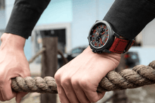 Load image into Gallery viewer, Retro  Waterproof Watch With Chronometers Steel Case And Leather Belts Unique Design Excellent Look Perfect Gift For Your Man
