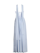 Load image into Gallery viewer, Qianna Baby Blue Peplum Top Drop Waist Chiffon Gown
