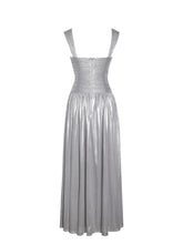 Load image into Gallery viewer, Palmer Silver Glitter Drop Waist Maxi Dress
