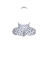 Load image into Gallery viewer, Ilene White and Black Polka Dot Bubble Hem Halter Top
