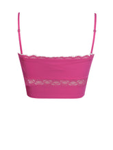 Load image into Gallery viewer, Maya Fuchsia Cotton Poplin Top With Lace Trim
