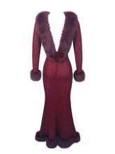 Load image into Gallery viewer, Mellie Burgundy Regular-Length Rhinestone Mesh Low Back Mermaid Gown
