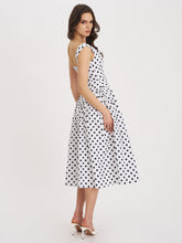 Load image into Gallery viewer, Rahma Polka Dot Drop Waist Midi Cotton Poplin Dress
