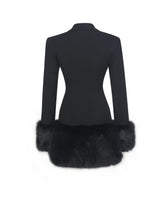 Load image into Gallery viewer, Wenona Black Fur Trimmed V-Neck Mini Blazer Dress
