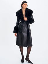Load image into Gallery viewer, Zariah Black Faux Fur Trimmed Longline Coat
