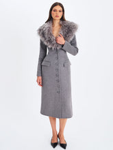 Load image into Gallery viewer, Faye Grey Wool Blend Single-Breasted Coat with Removable Faux Fur Collar
