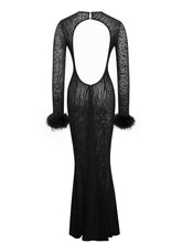 Load image into Gallery viewer, Patricia Black Leopard Burnout Velvet Mesh Backless Maxi Dress
