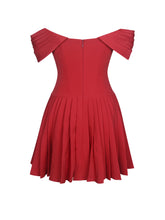 Load image into Gallery viewer, Narelle Crimson Off-Shoulder Sweetheart Drop Waist Mini Dress

