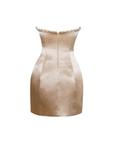 Load image into Gallery viewer, Paisley Pearl Trim Gold Sleeveless Mini Dress
