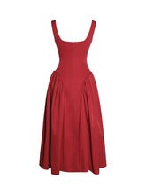 Load image into Gallery viewer, Nahla Red Drop Waist Midi Dress with Buttons
