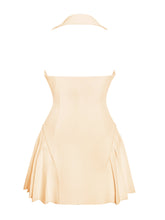 Load image into Gallery viewer, Reyna Beige Backless Pleated Mini Blazer Dress
