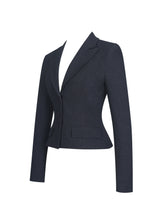 Load image into Gallery viewer, Quinne Navy Striped Single-Breasted Peplum Blazer
