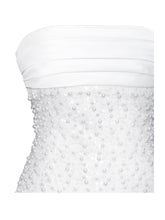 Load image into Gallery viewer, Lainey White Satin Sequin Pearls Beaded Maxi Dress
