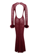 Load image into Gallery viewer, Patricia Burgundy Leopard Burnout Velvet Mesh Backless Maxi Dress

