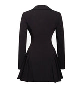 Load image into Gallery viewer, Ria Black Blazer Mini Dress with Crystal Button and Pleated Detail
