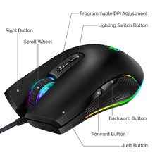 Load image into Gallery viewer, Ergonomic Design Wired RGB Professional Gaming Mouse Optical Gamer Mice Adjustable DPI Mouse With Backlight For Computer
