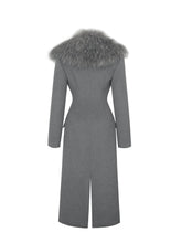 Load image into Gallery viewer, Faye Grey Wool Blend Single-Breasted Coat with Removable Faux Fur Collar

