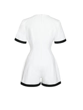 Load image into Gallery viewer, Idina Business Casual White Romper with Black Trim
