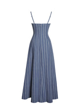 Load image into Gallery viewer, Abygail Stripe Cotton Denim Maxi Dress
