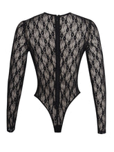 Load image into Gallery viewer, Maisie Black Lace Long Sleeve Bodysuit
