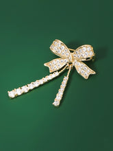 Load image into Gallery viewer, Alloy &amp; Crystal Bow Fringed Mini Brooch
