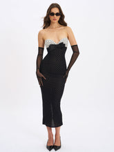 Load image into Gallery viewer, Faith Black and White Polka Dot Sweetheart Maxi Dress
