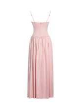 Load image into Gallery viewer, Najwa Baby Pink Ruched Breast Drop Waist Maxi Dress
