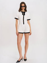 Load image into Gallery viewer, Idina Business Casual White Romper with Black Trim
