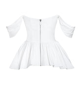Load image into Gallery viewer, Qistina White Off-shoulder Bubble Hem Peplum Cotton Top
