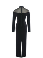 Load image into Gallery viewer, Blair Black Sheer Mock Neck Maxi Dress
