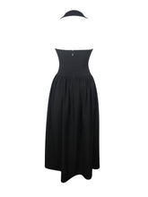Load image into Gallery viewer, Delaney Black Lapel Halter Midi A-Line Dress

