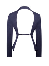 Load image into Gallery viewer, Nasia Navy Blue Double Breast Backless Blazer
