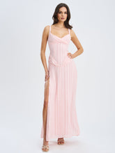 Load image into Gallery viewer, Mallory Baby Pink Stripe Jacquard High Slit Gown

