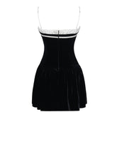 Load image into Gallery viewer, Olya Black and White Velvet A-Line Corset Mini Dress
