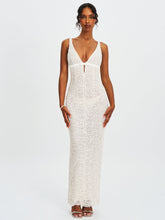 Load image into Gallery viewer, Adelaide White Beaded Sequin Net Bodycon Gown
