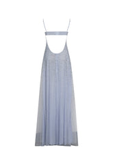 Load image into Gallery viewer, Wallie Baby Blue Rhinestone Embellished Mesh Backless Gown
