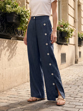 Load image into Gallery viewer, 100% Linen Buttoned Slit-Hem Pants KATYA
