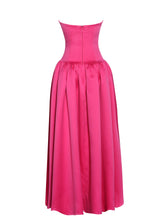 Load image into Gallery viewer, Walterina Fuchsia Satin Strapless Drop Waist Corset Gown
