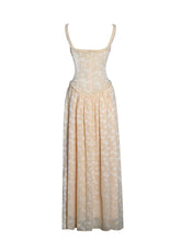 Load image into Gallery viewer, Ulissa Orange Square Neck Jacquard Textured High Slit Maxi Dress
