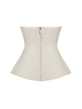 Load image into Gallery viewer, Yani Ivory Asymmetrical Lapel Sleeveless Peplum Top
