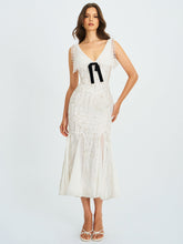 Load image into Gallery viewer, Paola White Peter Pan Collar Beaded Sequin Mermaid Midi Dress

