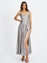 Load image into Gallery viewer, Palmer Silver Glitter Drop Waist Maxi Dress

