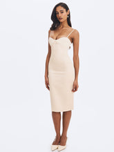 Load image into Gallery viewer, Gracie Butter Yellow Ruched Satin Midi Dress
