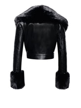 Load image into Gallery viewer, Ziah Cropped Leather Jacket with Fur Collar
