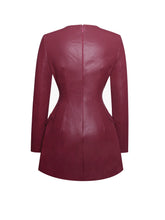 Load image into Gallery viewer, Baila Burgundy Vegan Leather Blazer Mini Dress
