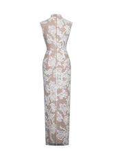 Load image into Gallery viewer, Tavia White Beaded Teardrop Neckline Maxi Dress
