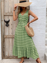 Load image into Gallery viewer, Vintage Printed V-Neck Tie Waist Midi Dress Lightweight Trendy &amp; Elegant Dress for Women
